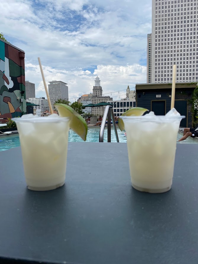 Drinks served at the ALTO rooftop poolside bar at The Ace Hotel in New Orleans 