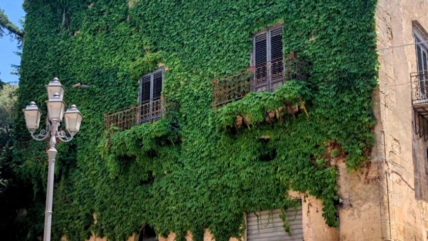 Building with moss in Polizzi Generosa - a hidden gem of Sicily, Italy