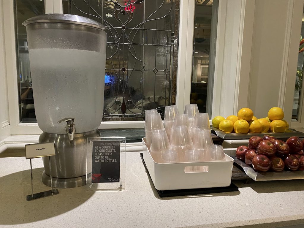 Water station at the Delta Sky Club in Orlando 