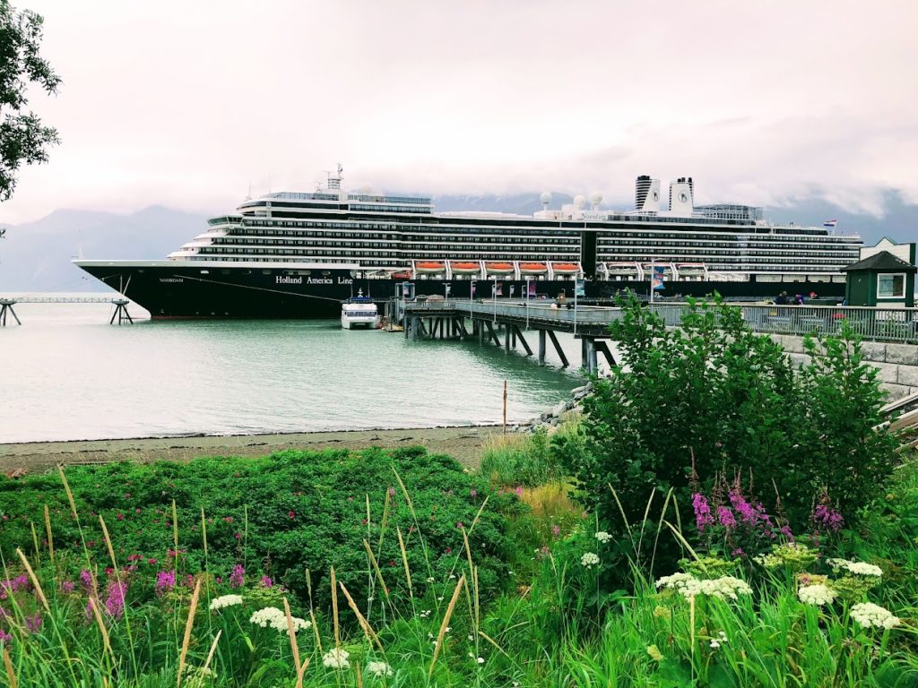 Picture of a cruise ship at a port in Alaska 