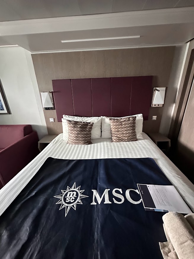 Bed in the MSC Seaside Deluxe Ocean View Cabin