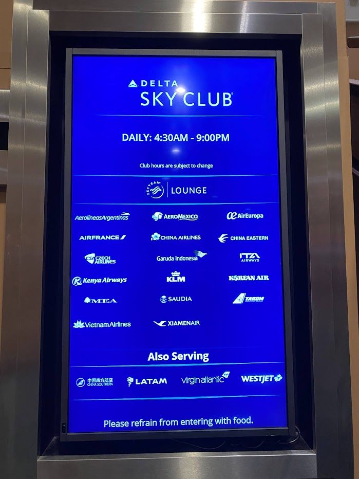 Hours of the Delta Sky Club in Orlando 