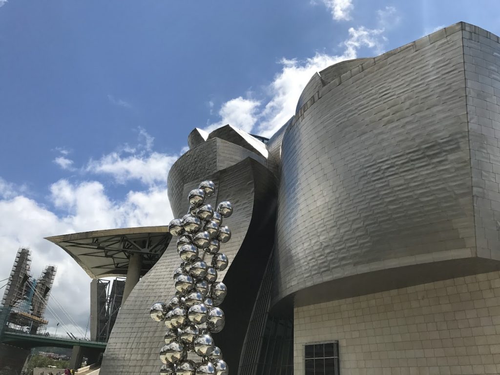 Picture of the outside of the Guggenheim Museum in Bilbao. 