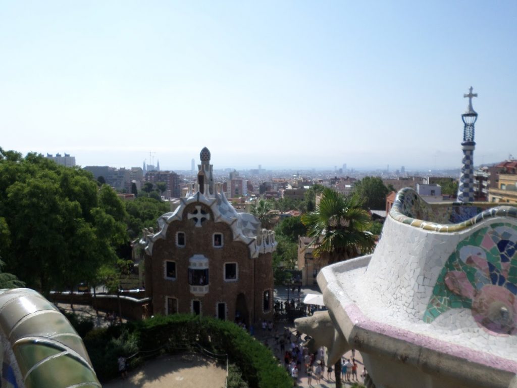 Picture of some of the architecture in Park Güell in Barcelona, which is one of the most beautiful Spanish cities. 