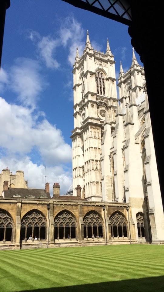 Courtyard inside of Westminster Abbey in London.