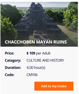 MSC Cruises price for Chacchoben Mayan Ruins tour 