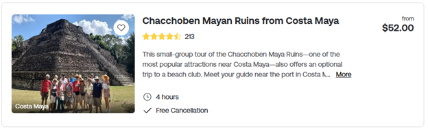 Viator price for Chacchoben Mayan Ruins tour 