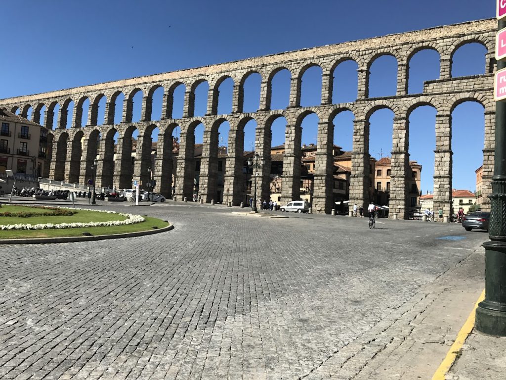 Picture of the Aqueduct of Segovia, which is the most famous landmark in the Spanish city of Segovia.