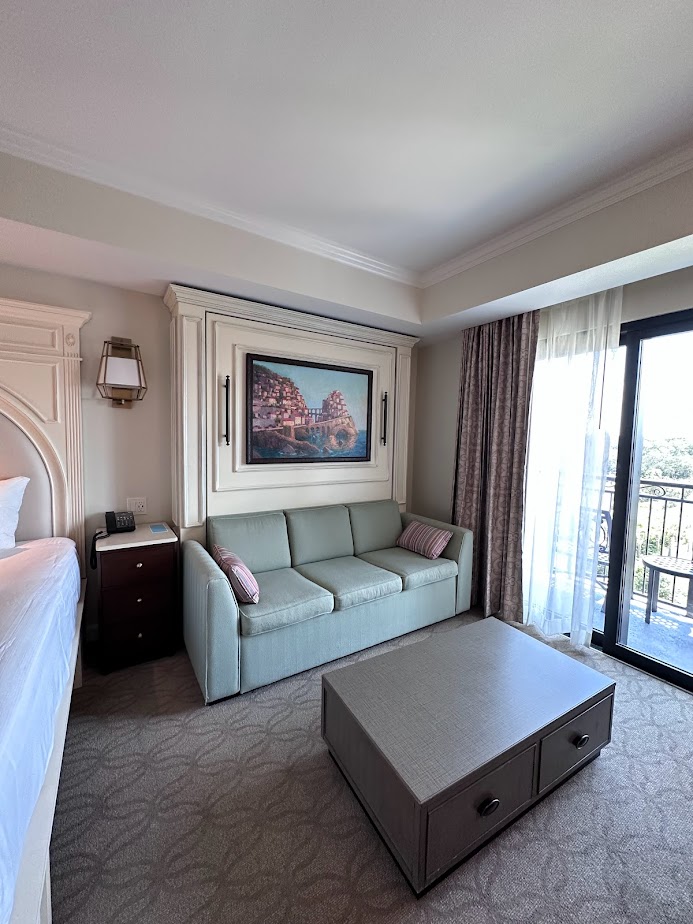 Disney’s Riviera Resort Deluxe Studio couch and Murphy bed 