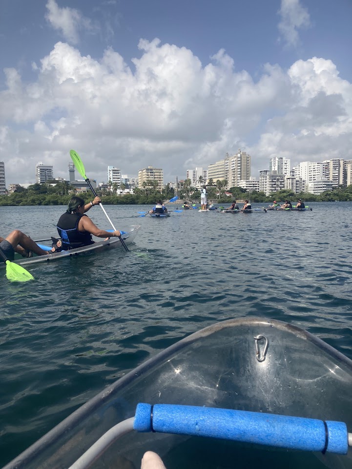 Picture of glass bottom kayaking in Condado Lagoon. 