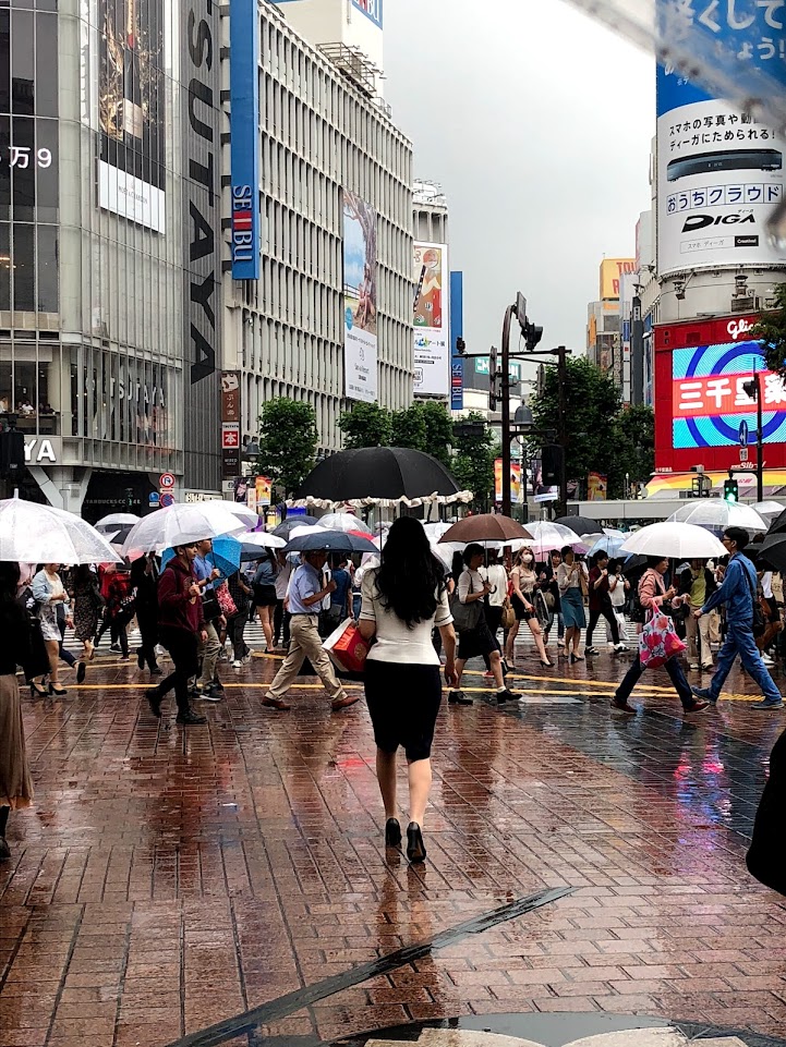 Picture of Shibuya crossing. It is a huge street with many intersections, and crossing this street is one of the most popular things to do in Tokyo.